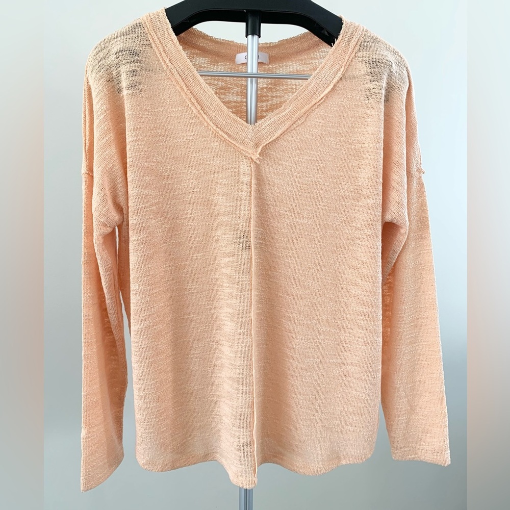 Cherish Peach V-Neck Sweater